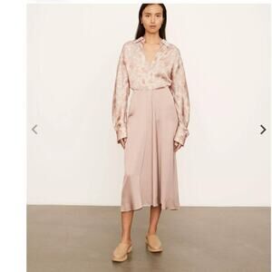 NWT Vince rose gold pink pleated midi draped skirt size 4